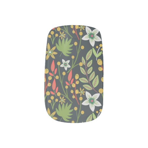 Colorful floral seamless pattern flowers and leave minx nail art