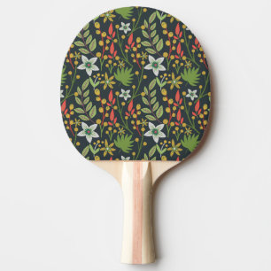 Colorful floral seamless pattern flowers and leave ping pong paddle