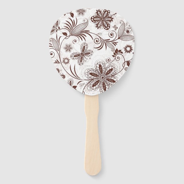 Colorful Floral Seamless Pattern Hand Fan (Front)