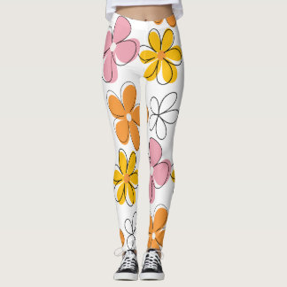 Colorful Floral Seamless Pattern Minimalist Leggings