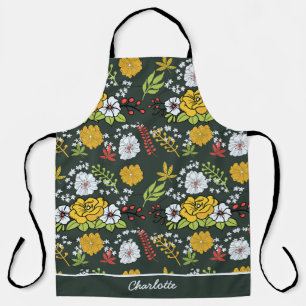Colorful floral seamless pattern personalized name apron