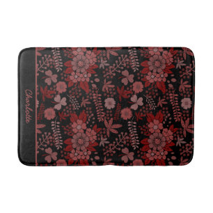 Colorful floral seamless pattern personalized name bath mat