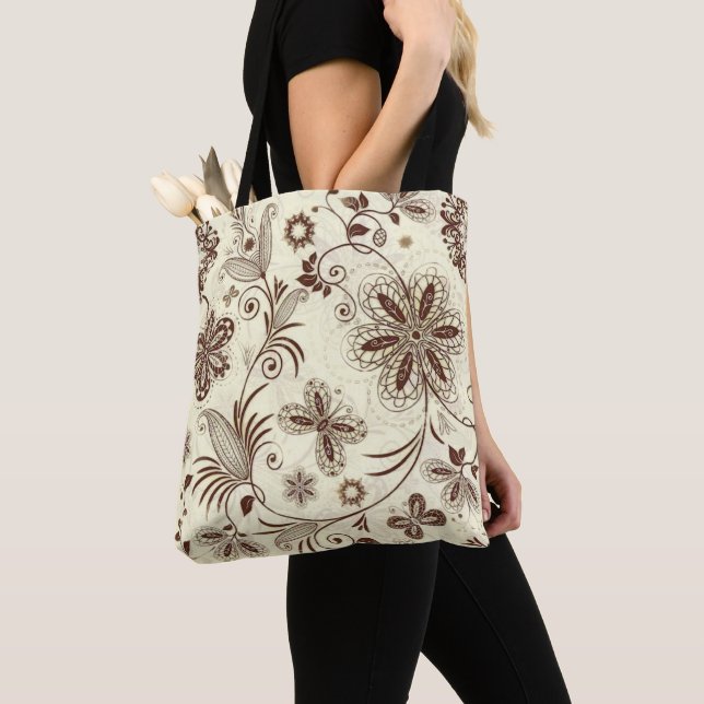 Colorful Floral Seamless Pattern Tote Bag (Close Up)
