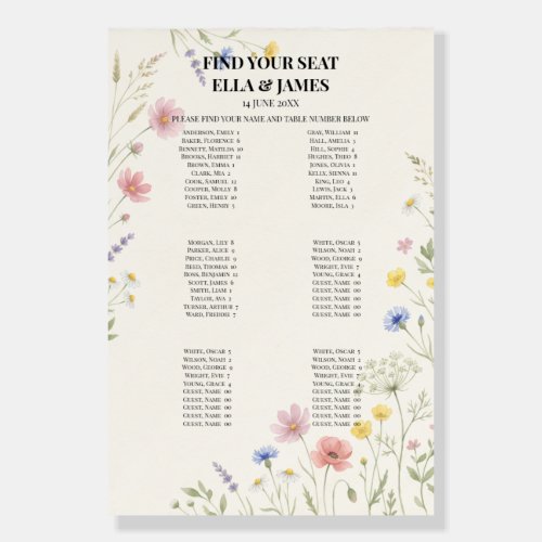 Colorful Floral Seating Chart Sign
