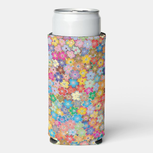 Colorful Floral Seltzer Can Cooler