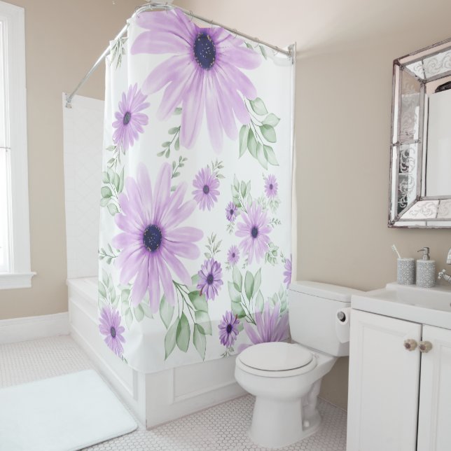 Colorful Floral Shower Curtain – Spring Botanical  (In Situ)