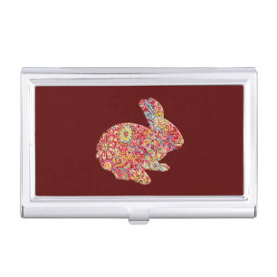 Colorful Floral Silhouette Bunny Card Holder