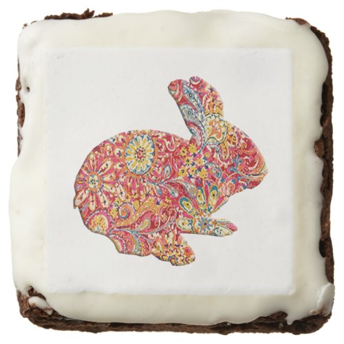 Colorful Floral Silhouette Easter Bunny Brownies