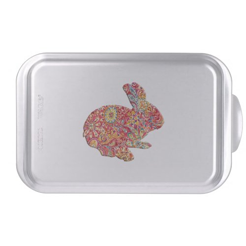 Colorful Floral Silhouette Easter Bunny Cake Pan
