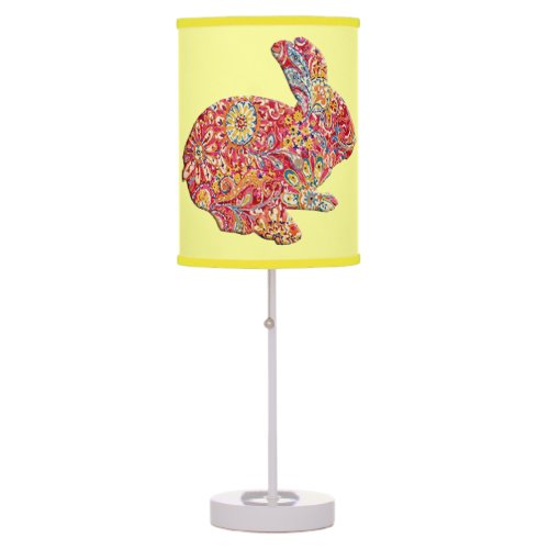 Colorful Floral Silhouette Easter Bunny Desk Lamp