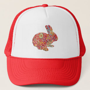 Colorful Floral Silhouette Easter Bunny Hat