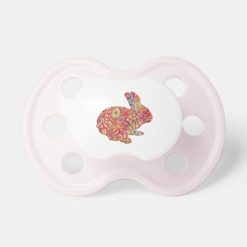 Colorful Floral Silhouette Easter Bunny Pacifier