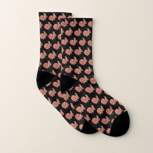 Colorful Floral Silhouette Rabbit Socks