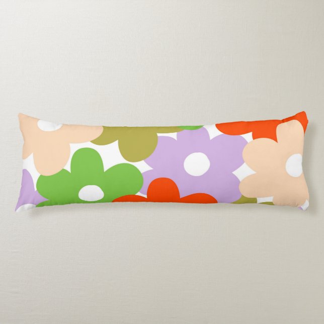 Colorful Floral Simple Tropical Flower Pattern  Body Pillow (Front)
