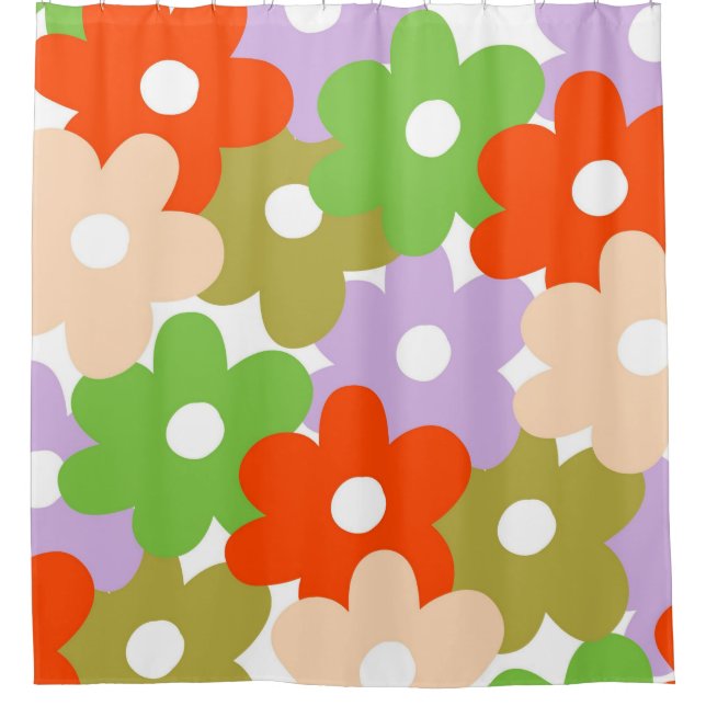 Colorful Floral Simple Tropical Flower Pattern  Shower Curtain (Front)