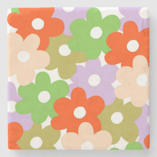 Colorful Floral Simple Tropical Flower Pattern Stone Coaster