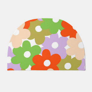 Colorful Floral Simple Tropical Flower Pattern Vin Doormat