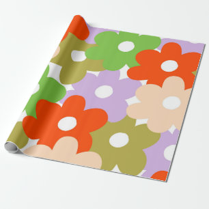 Colorful Floral Simple Tropical Flower Pattern  Wrapping Paper
