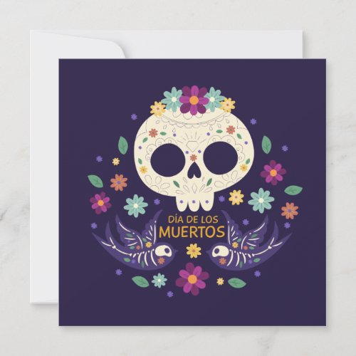 Colorful Floral Skull Dia de Muertos  Invitation