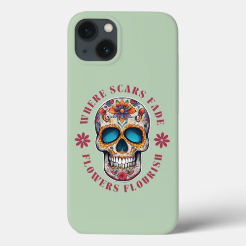 Colorful Floral Skull Motivational Inspirational  iPhone 13 Case