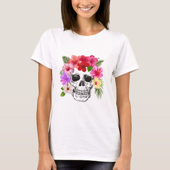 Colorful Floral Skull WOMEN'S T SHIRT (Front)
