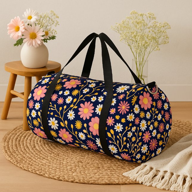 Colorful floral small flower cheerful botanical  duffle bag (Creator Uploaded)