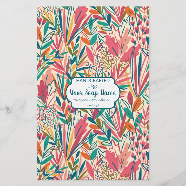 Colorful Floral Soap Wrap Paper Sheet - Satin (Front)