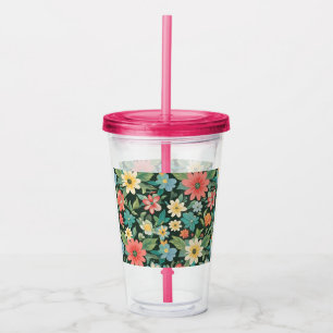 Colorful Floral/Spring Acrylic Tumbler