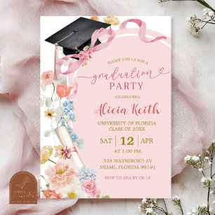 Colorful Floral Spring Graduation Party Invitation