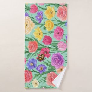Colorful Floral/Spring Rose Bath Towel