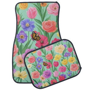 Colorful Floral/Spring Rose Car Floor Mat
