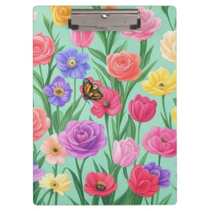 Colorful Floral/Spring Rose Clipboard
