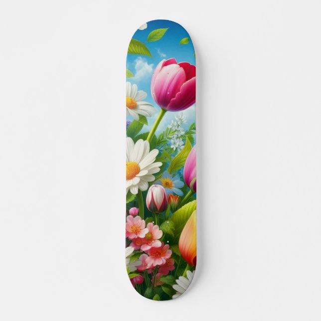 Colorful floral/spring Skateboard (Front)