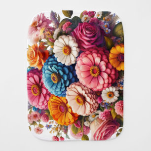 Colorful Floral/Spring Zinnia/Rose Baby Burp Cloth