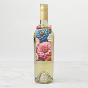 Colorful Floral/Spring Zinnia/Rose Bottle Hanger Tag