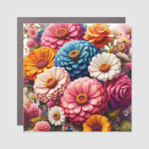 Colorful Floral/Spring Zinnia/Rose Car Magnet