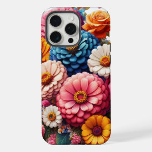 Colorful Floral/Spring Zinnia/Rose iPhone 15 Pro Max Case