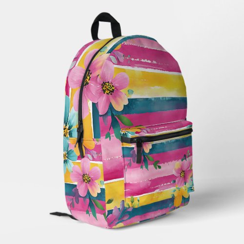 Colorful Floral Stripe Backpack
