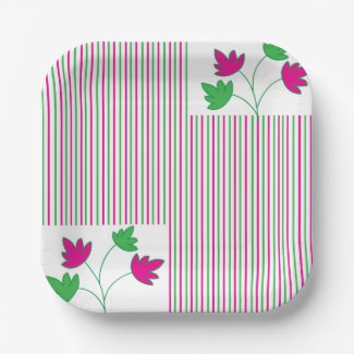 Colorful Floral Stripes Pattern Party