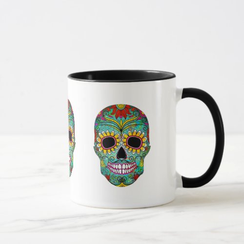 Colorful Floral Sugar Skull 3 Mug