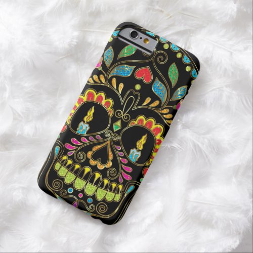 Colorful Floral Sugar Skull Burning Candles Barely There iPhone 6 Case