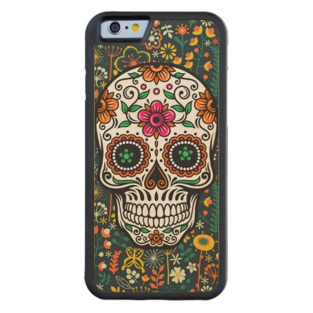 Colorful Floral Sugar Skull Carved Maple Iphone 6 Bumper Case
