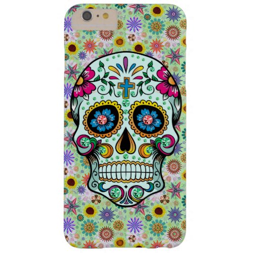 Colorful Floral Sugar Skull  Diamonds Glitter Barely There iPhone 6 Plus Case