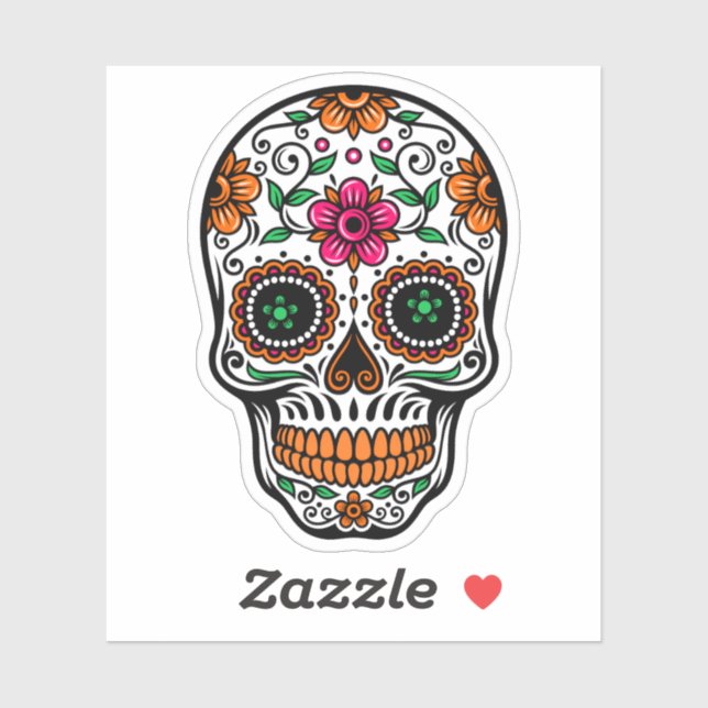 Colorful floral sugar skull no.1 sticker (Sheet)