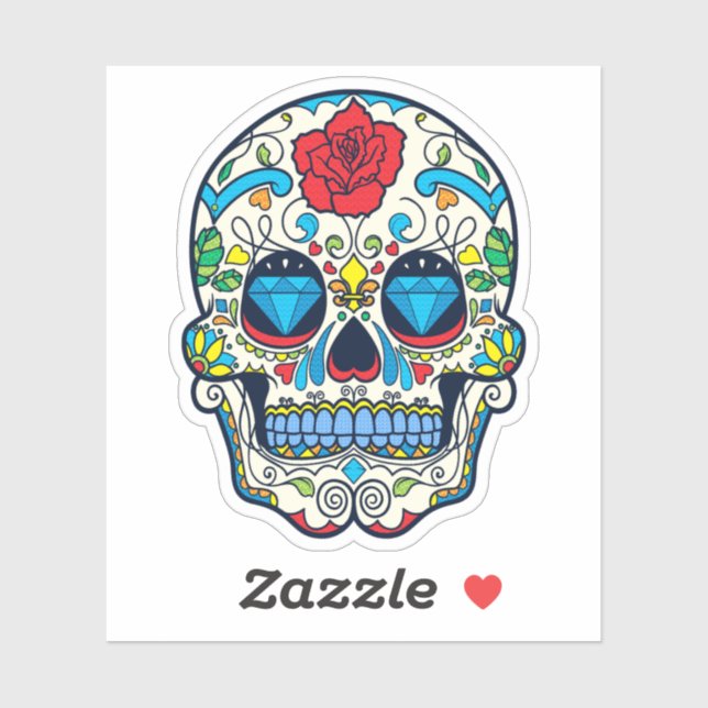 Colorful floral sugar skull no.6 Burning candles Sticker (Sheet)