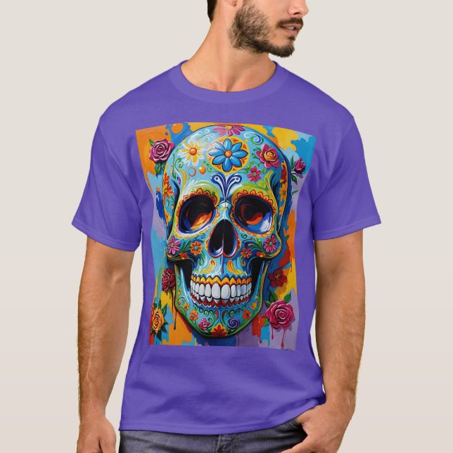 Colorful Floral Sugar Skull Shirt (Front)
