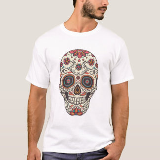 Colorful Floral Sugar Skull Sticker T-Shirt