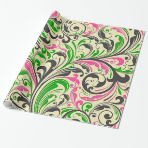 Colorful Floral Swirls Pattern Wrapping Paper