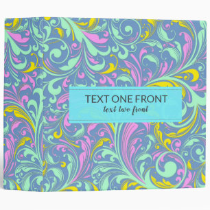 Colorful Floral Swirls Seamless Pattern 3 Ring Binder