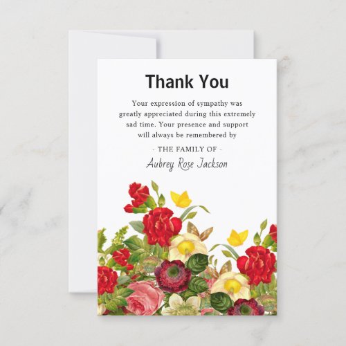 Colorful Floral Sympathy Funeral Thank You Announcement
